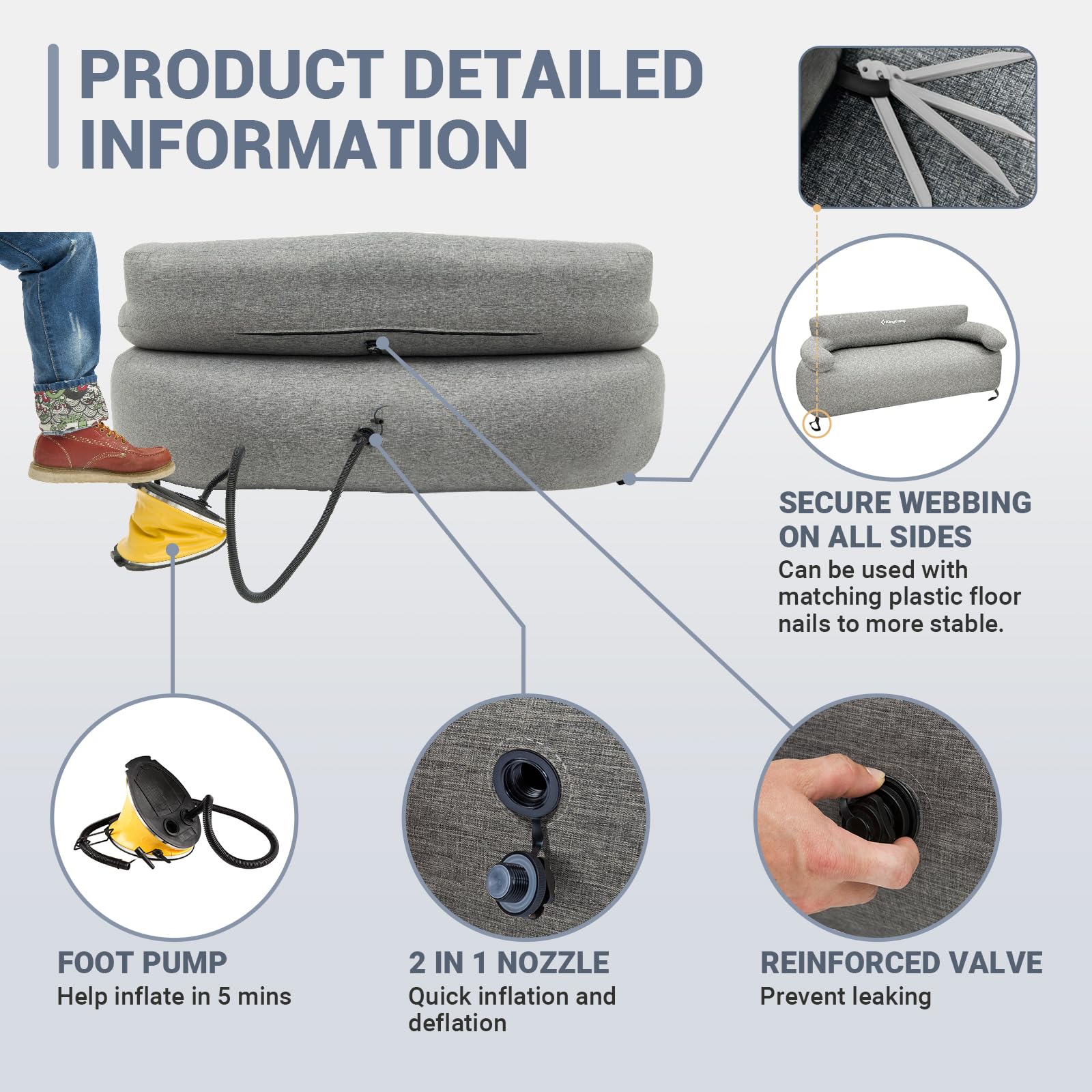 KingCamp 150d Oxford stuff sack for easy transport and storage