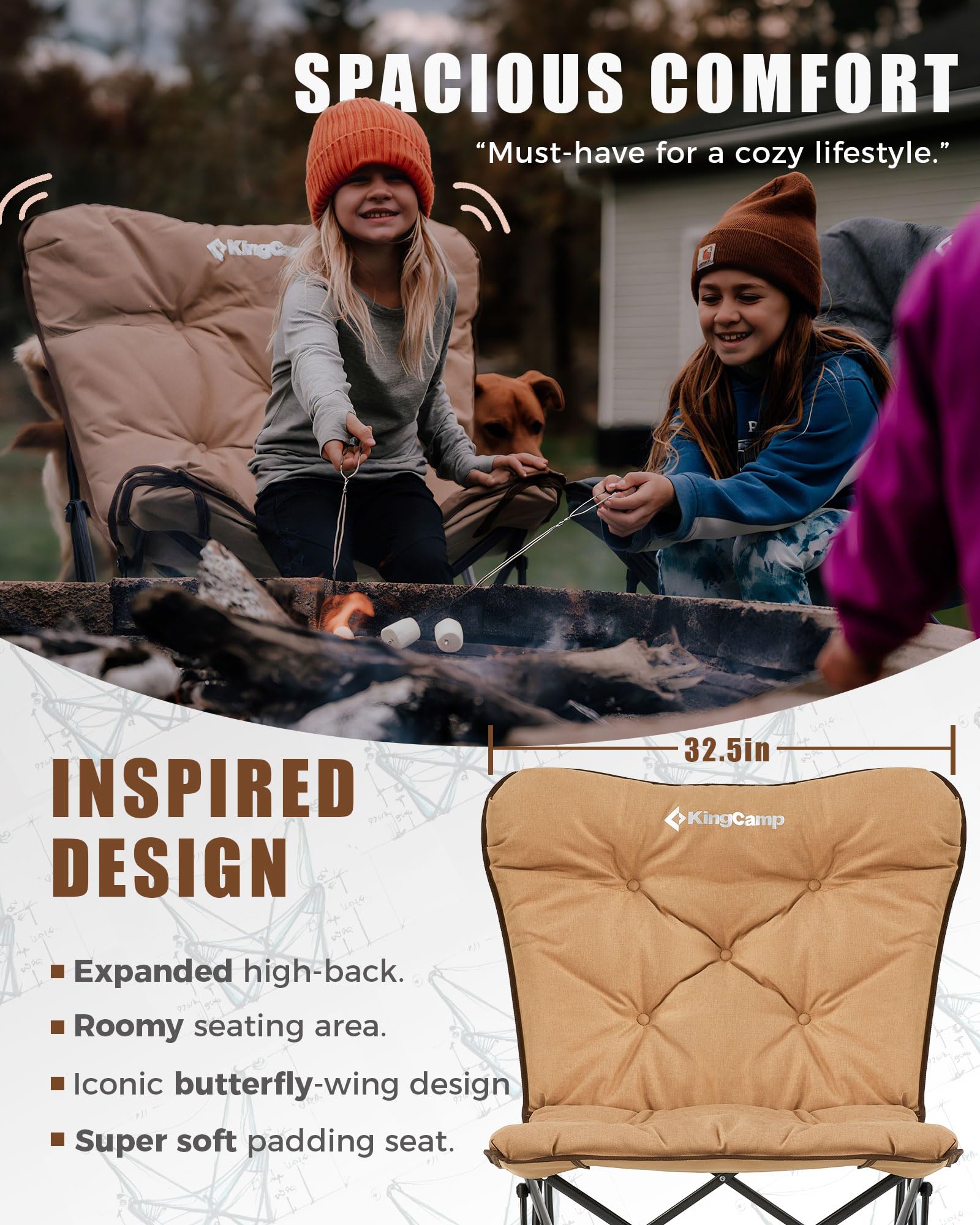 KingCamp 22mm steel frame ensures durable, stable seating.