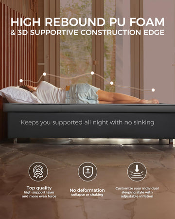 KingCamp queen-size pad laid on uneven ground illustrating 3-inch thick comfort.
