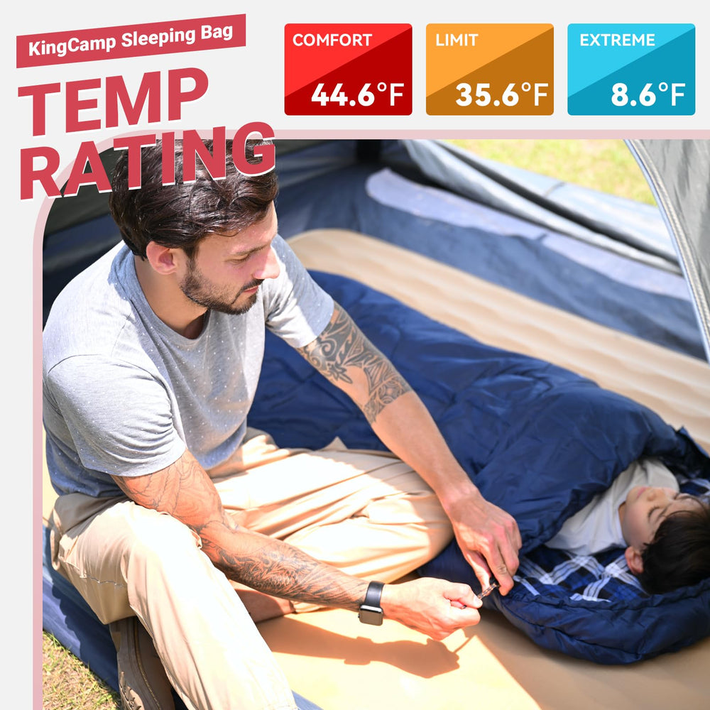 KingCamp 45°F kids sleeping bag is lightweight and compact for easy carrying.