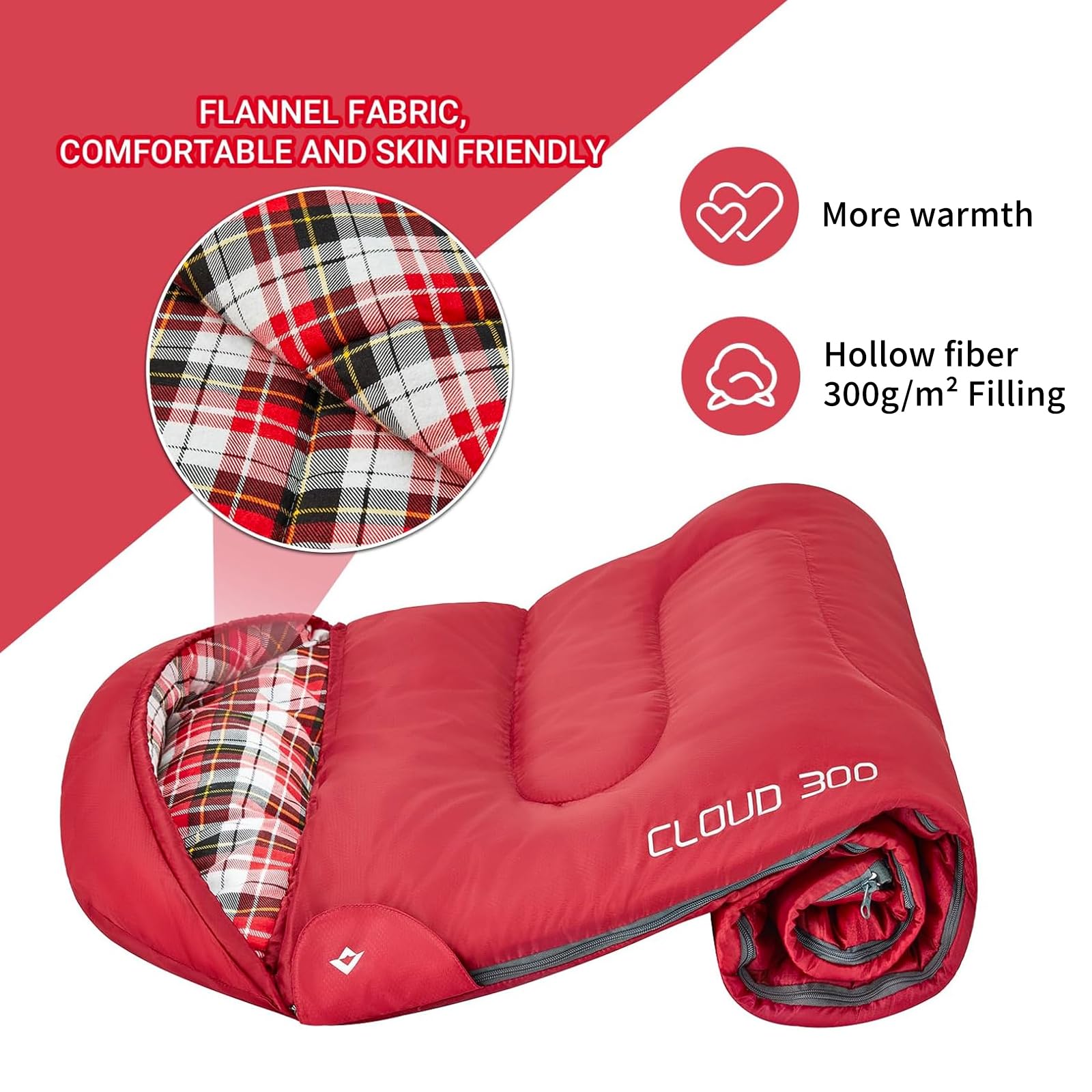 KingCamp 45°F kids sleeping bag can pair with another bag for extra warmth.