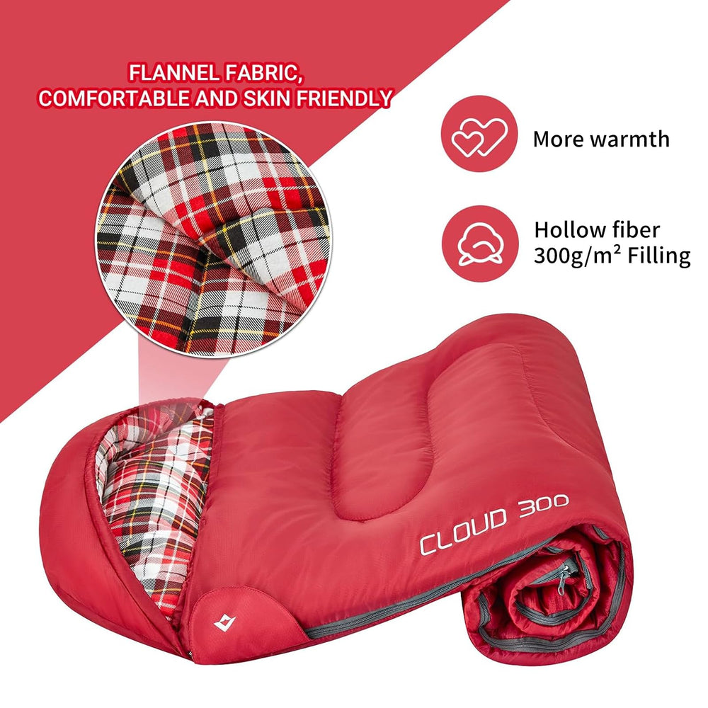 KingCamp 45°F kids sleeping bag can pair with another bag for extra warmth.
