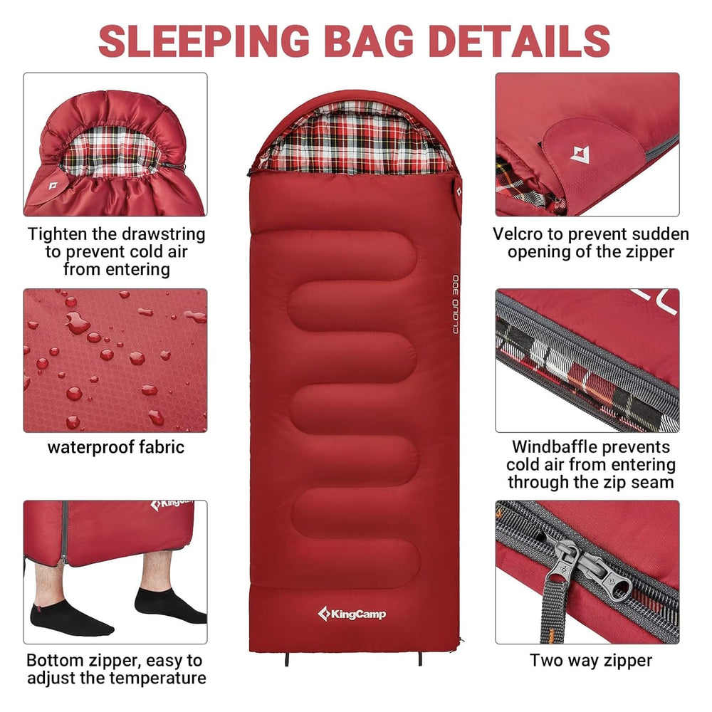 KingCamp 45°F kids sleeping bag with waterproof outer cover keeps dry outdoors.