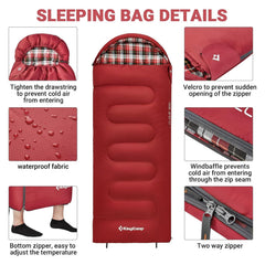 KingCamp 45°F kids sleeping bag with waterproof outer cover keeps dry outdoors.
