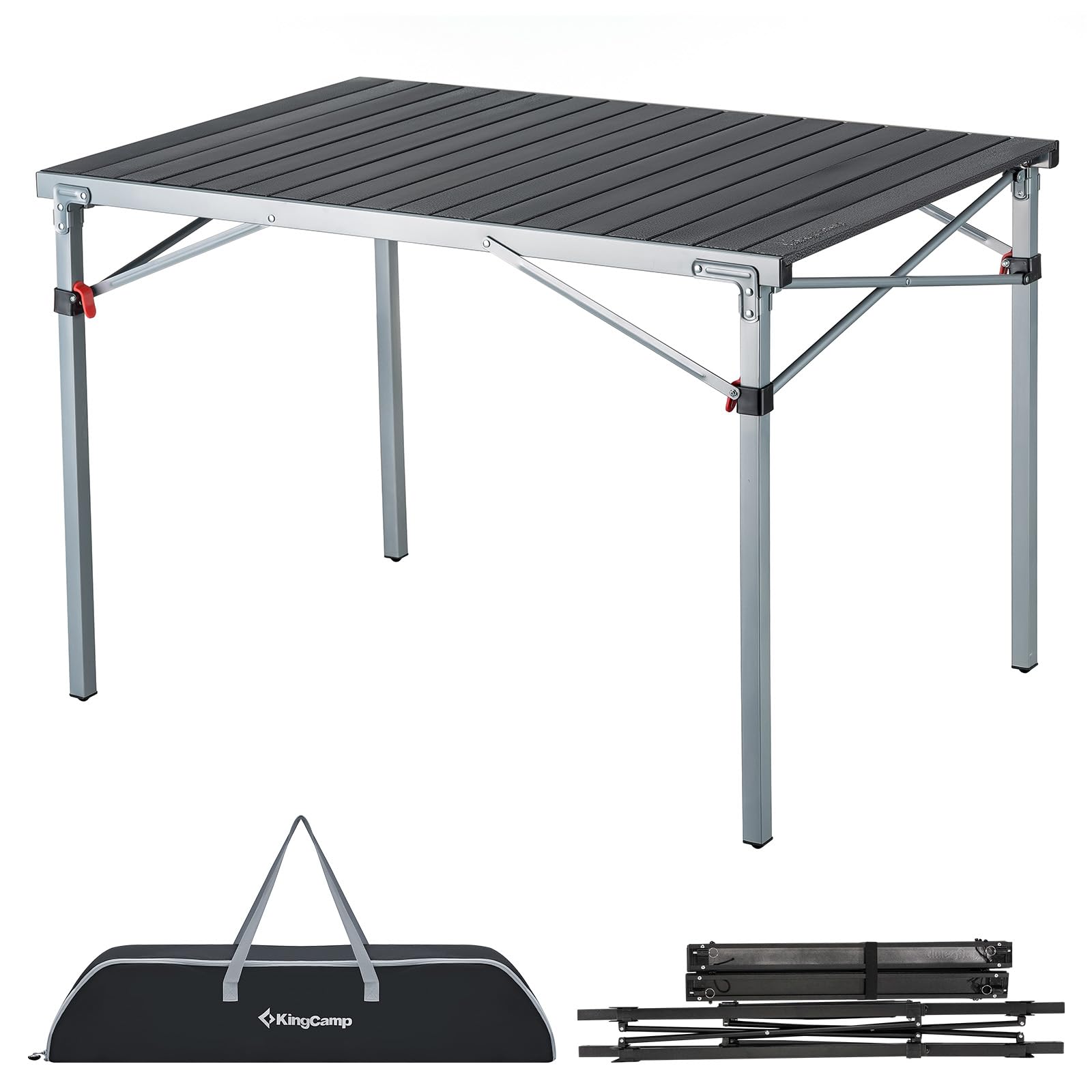 KingCamp aluminum folding table outdoor desk view ideal for family meals.