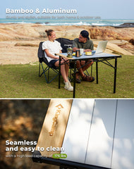 KingCamp aluminum roll-up table setup for quick outdoor use.