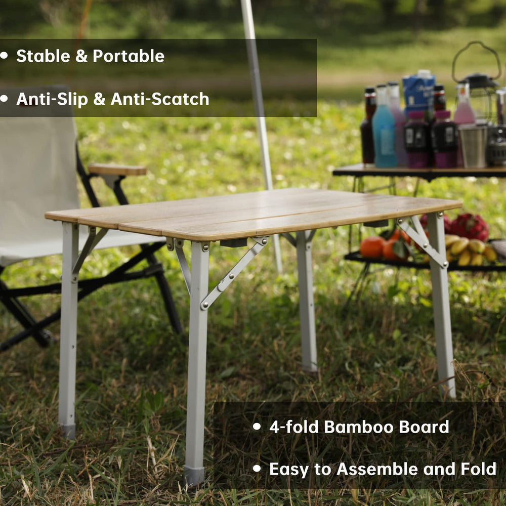 KingCamp bamboo-top closeup highlights a natural and durable surface.