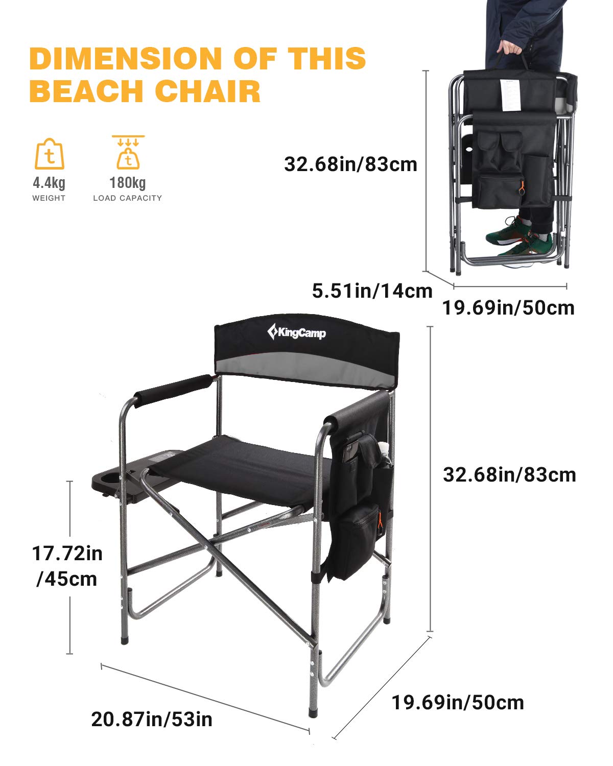 KingCamp black finish blends with outdoor environments for versatile use