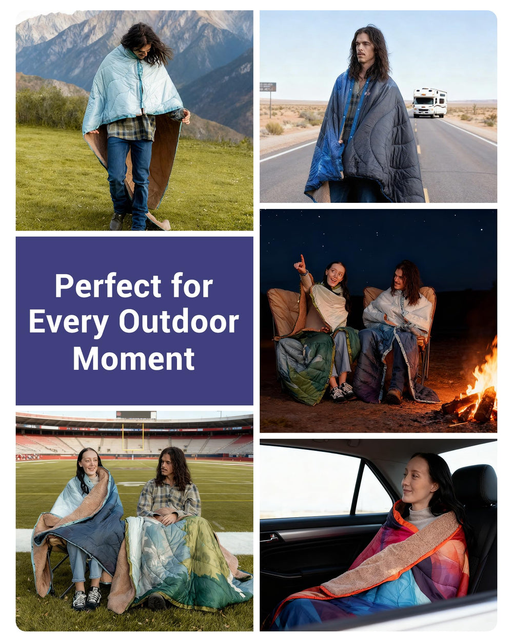 KingCamp blanket with DWR finish, ideal for drizzly outdoor events