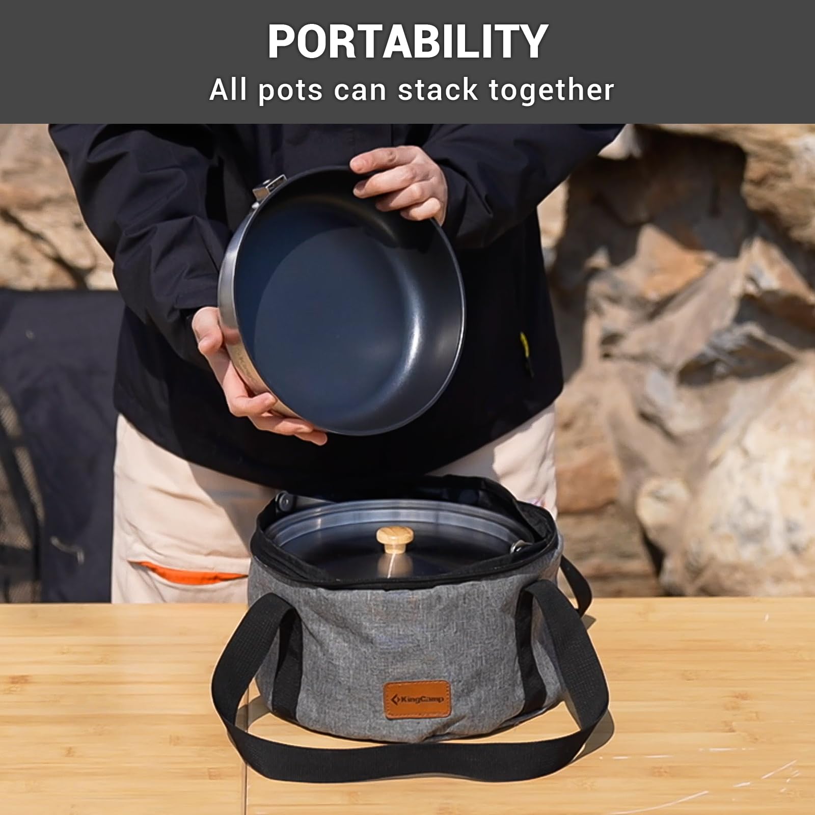 KingCamp middle pot ideal for soups and pasta when camping with friends