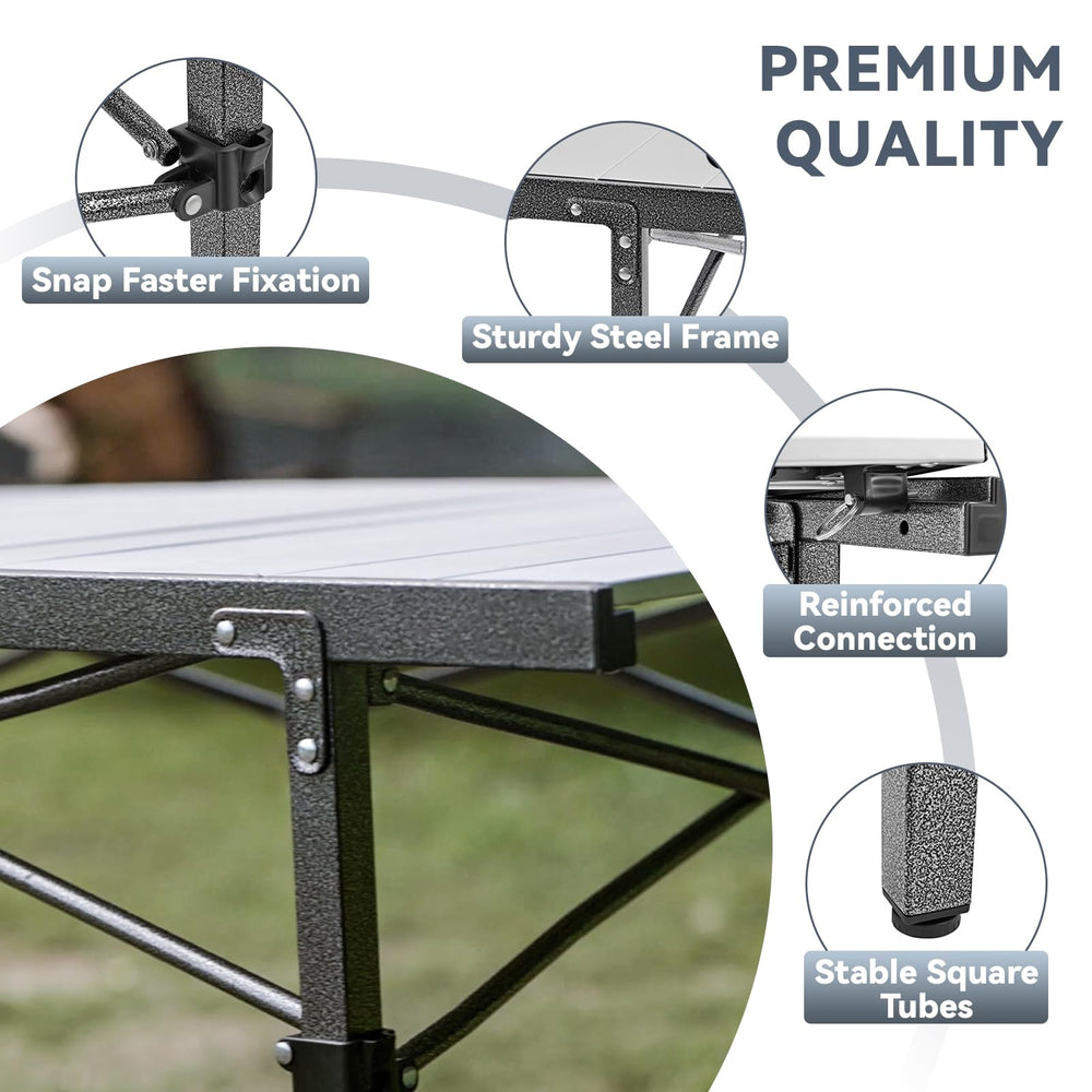 KingCamp camping table demonstrates easy, tool-free assembly for quick setup.