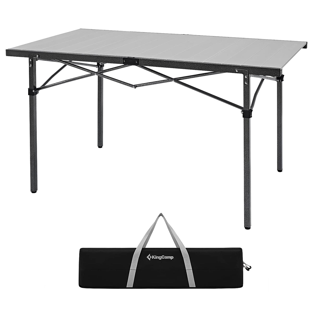 KingCamp camping table folded for compact storage and transport.