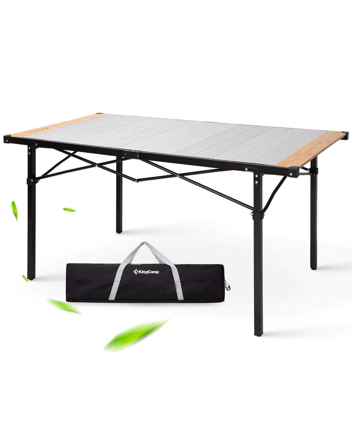 KingCamp camping table rollup top view shows a seamless surface for meals.