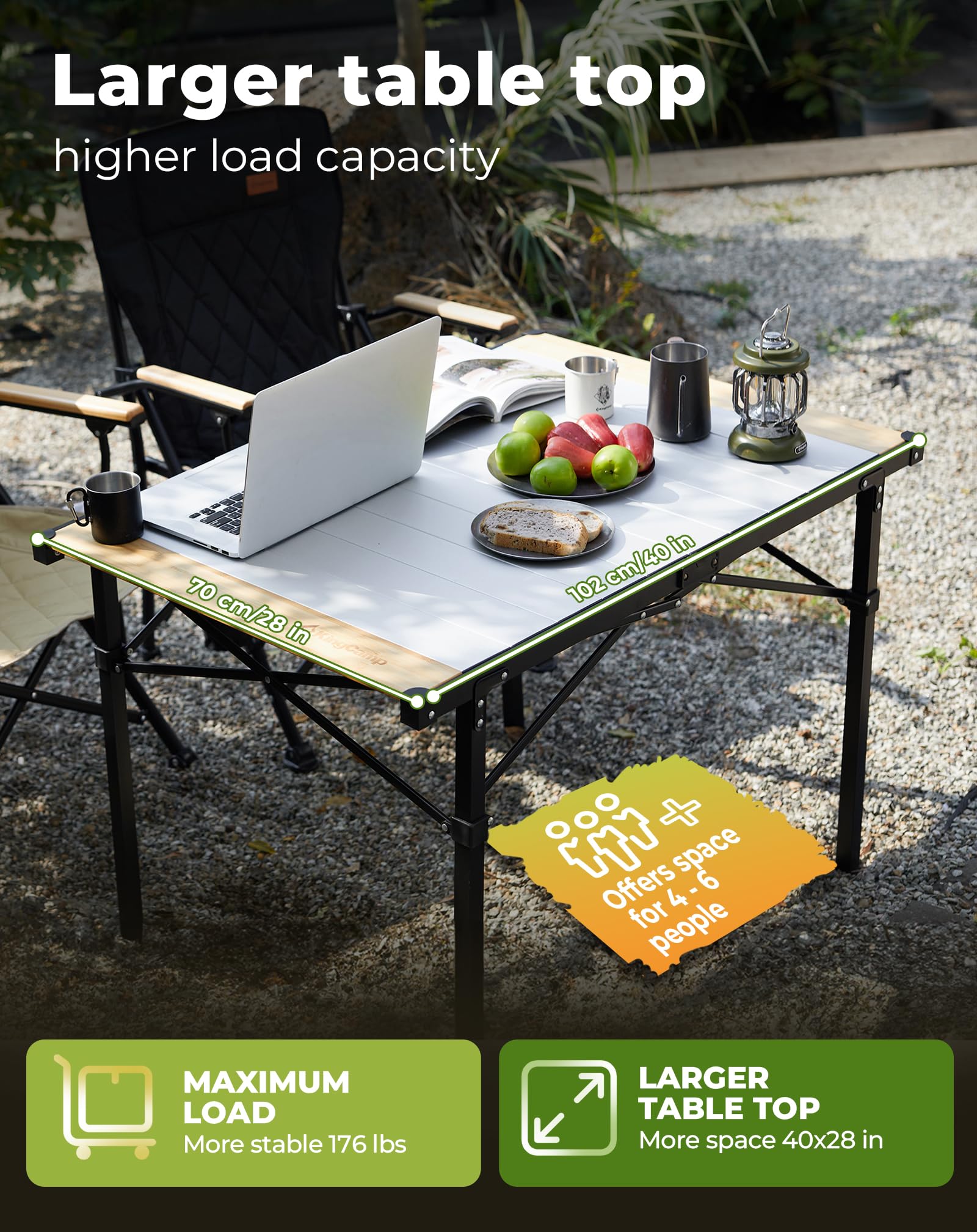 KingCamp carry bag with compartments protects tabletop and legs.
