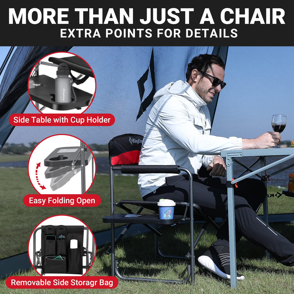 Seat height 17.7 inches on KingCamp chair supports comfortable posture outdoors.