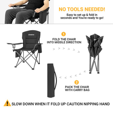 KingCamp chair with rubber feet for stable seating on varied surfaces.