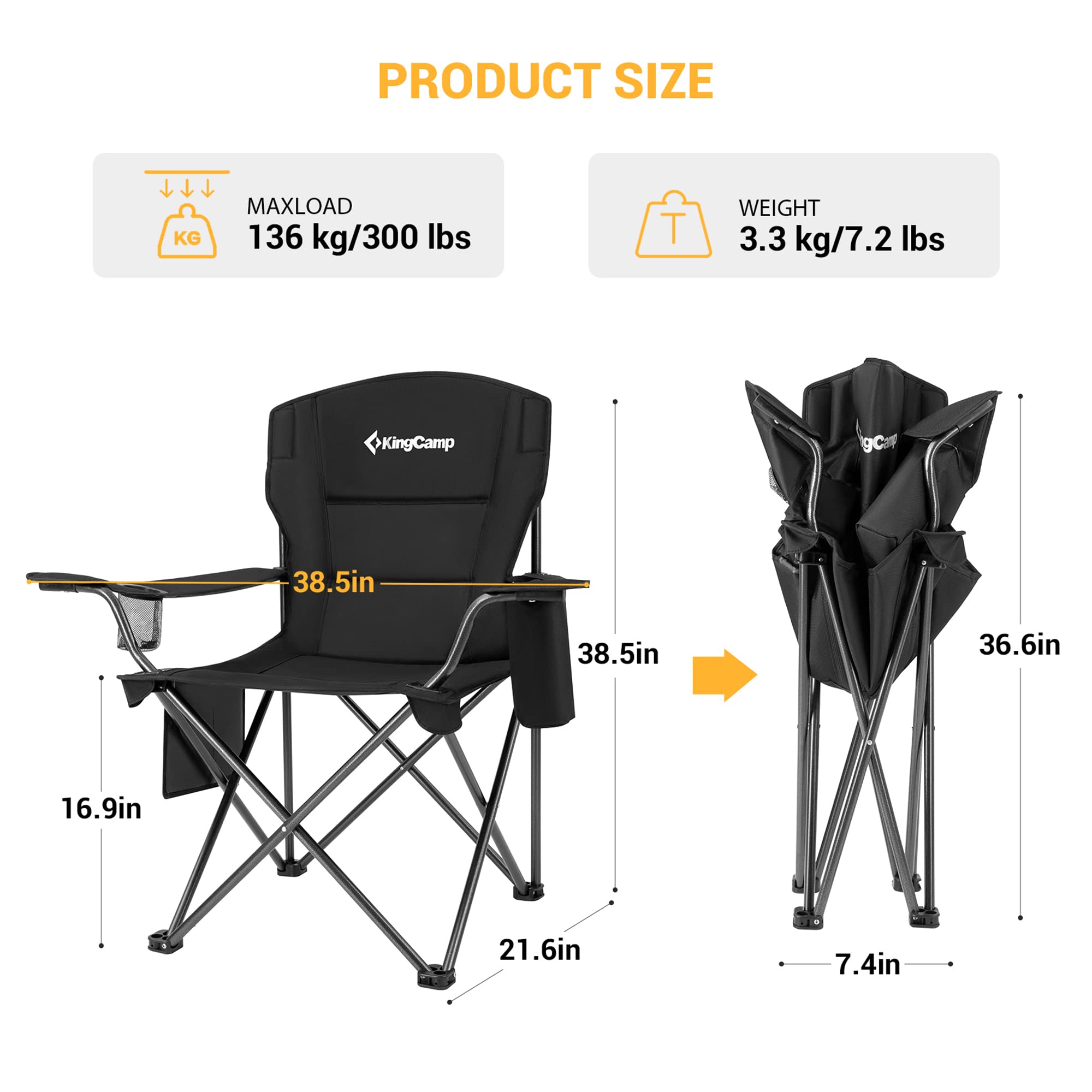 KingCamp chair featuring side storage pocket for small essentials.