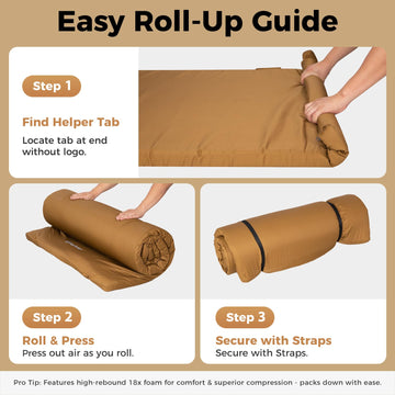 KingCamp Comfort rolls up tightly for portable storage and travel