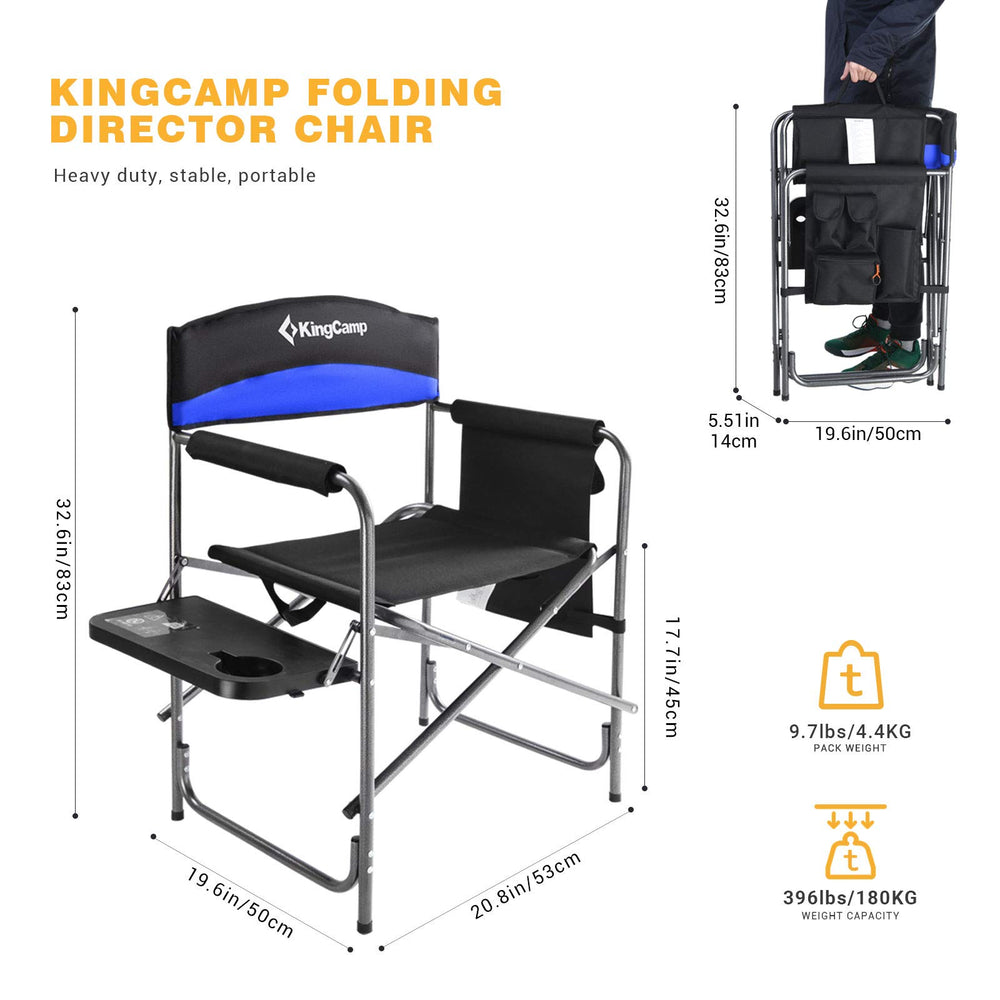 KingCamp blue camping chair coordinates with outdoor gear for cohesive setups