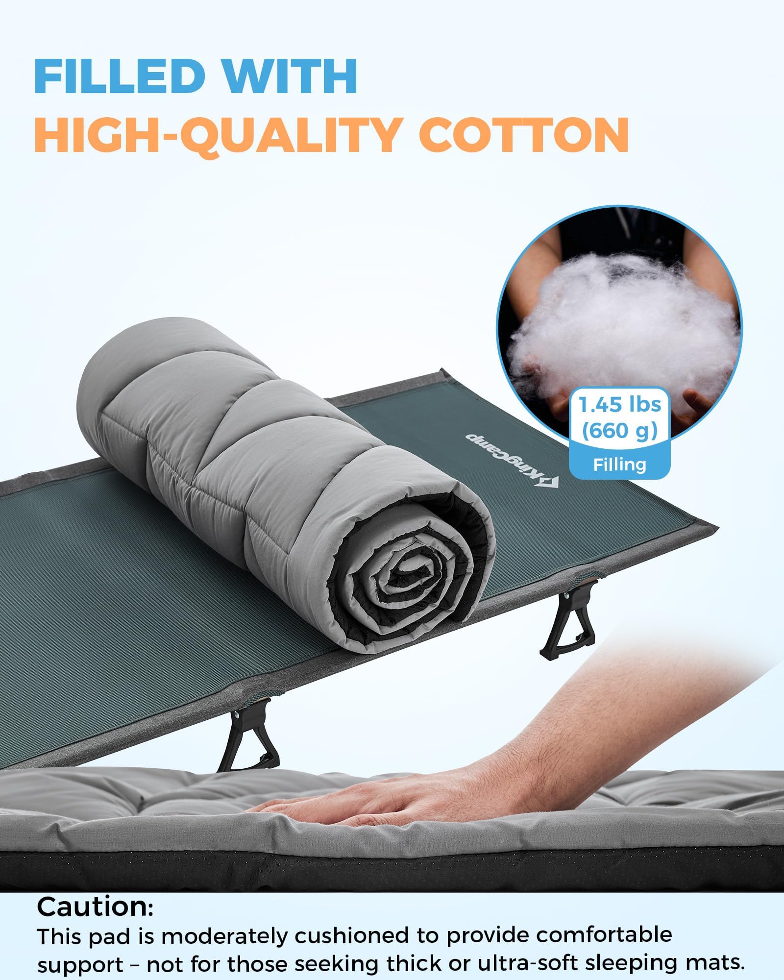 KingCamp cot-mattress-elastic-straps focuses on secure corner attachment for slip-free sleep.