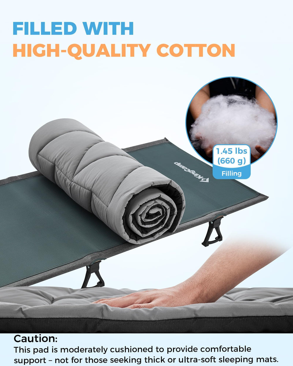 KingCamp cot-mattress-elastic-straps focuses on secure corner attachment for slip-free sleep.