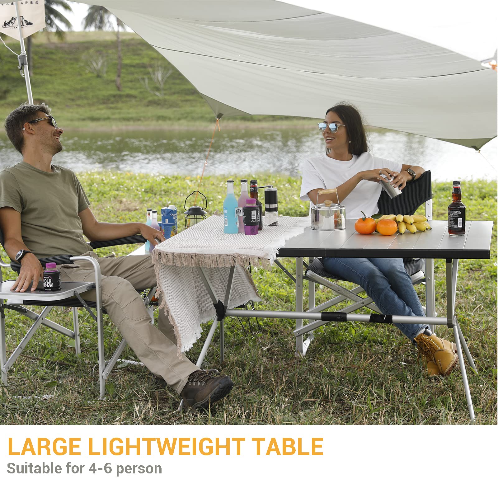KingCamp detachable storage Oxford bag keeps the table and legs organized for travel.