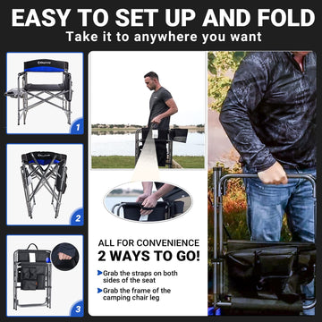 KingCamp Directors Chair Blue alloy frame ensures sturdy, long-lasting seating