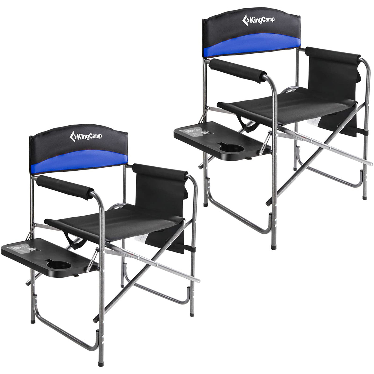 KingCamp Directors Chair Blue folded for easy transport during outdoor outings