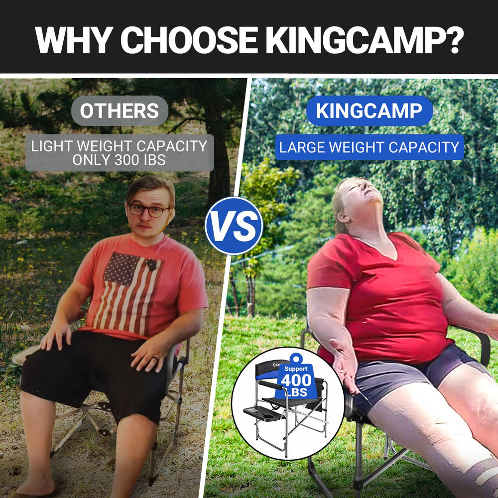 KingCamp Directors Chair Blue padded backrest supports relaxed seating
