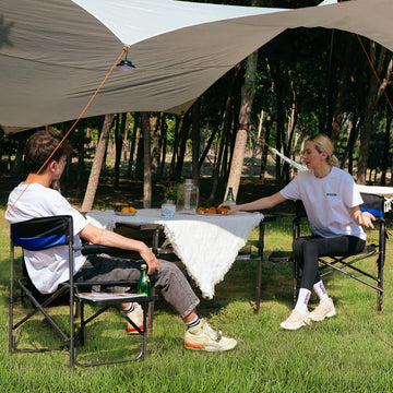 KingCamp Directors Chair Blue side table with cupholder for convenient drinks