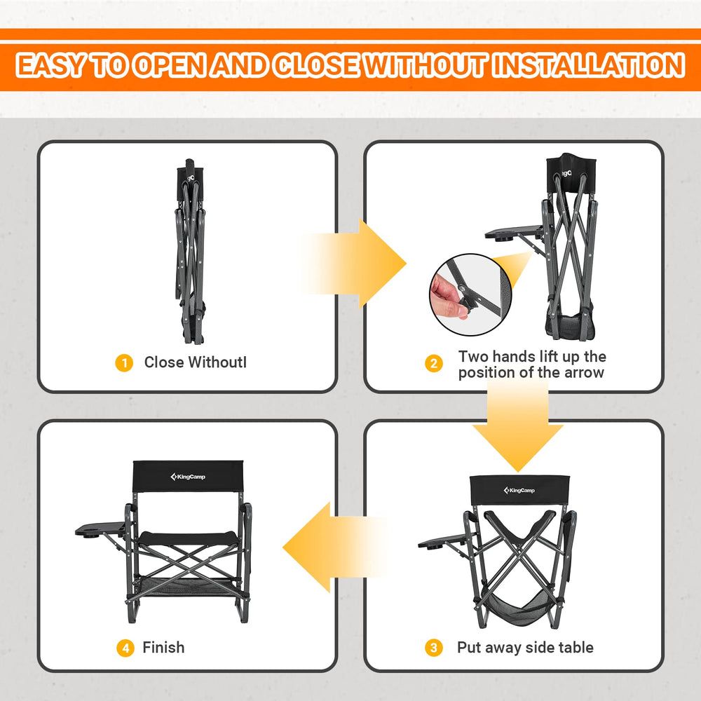 KingCamp Directors Chair bottom pocket provides extra storage while seated outdoors