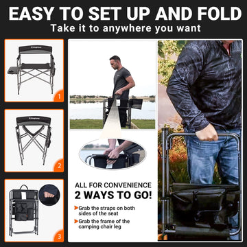 KingCamp Directors chair alloy steel frame offers rugged durability.