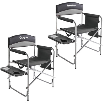 KingCamp Directors chair folded for easy transport and storage.