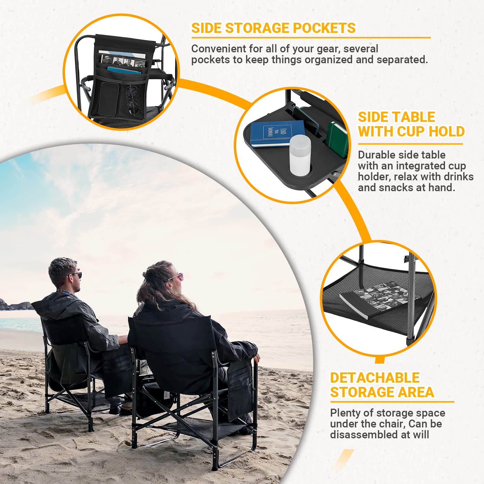 KingCamp Directors Chair folded compactly for easy transport after a day outdoors