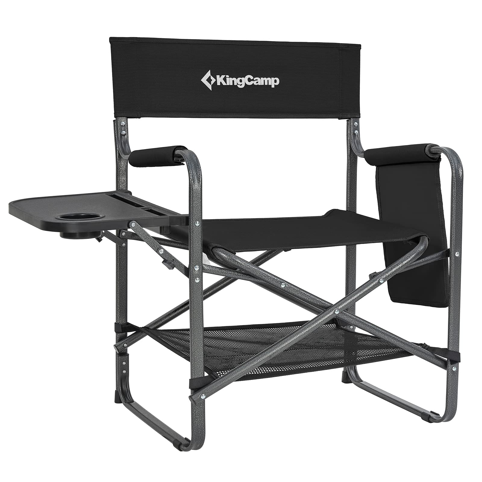 KingCamp Directors Chair with Side Table showing the surface for drinks during outdoor camping