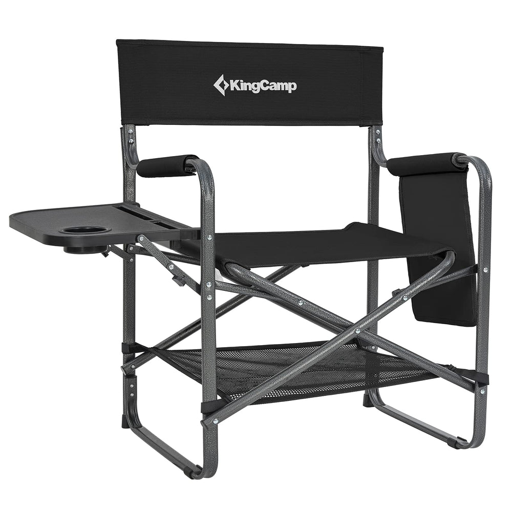 KingCamp Directors Chair with Side Table showing the surface for drinks during outdoor camping