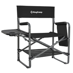 KingCamp Directors Chair with Side Table showing the surface for drinks during outdoor camping