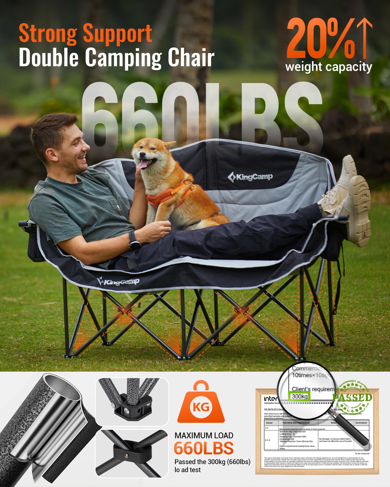 KingCamp chair backrest pocket keeps books and snacks within reach.