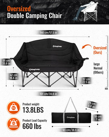 KingCamp double camping chair cup holders provide dual drinks outdoors