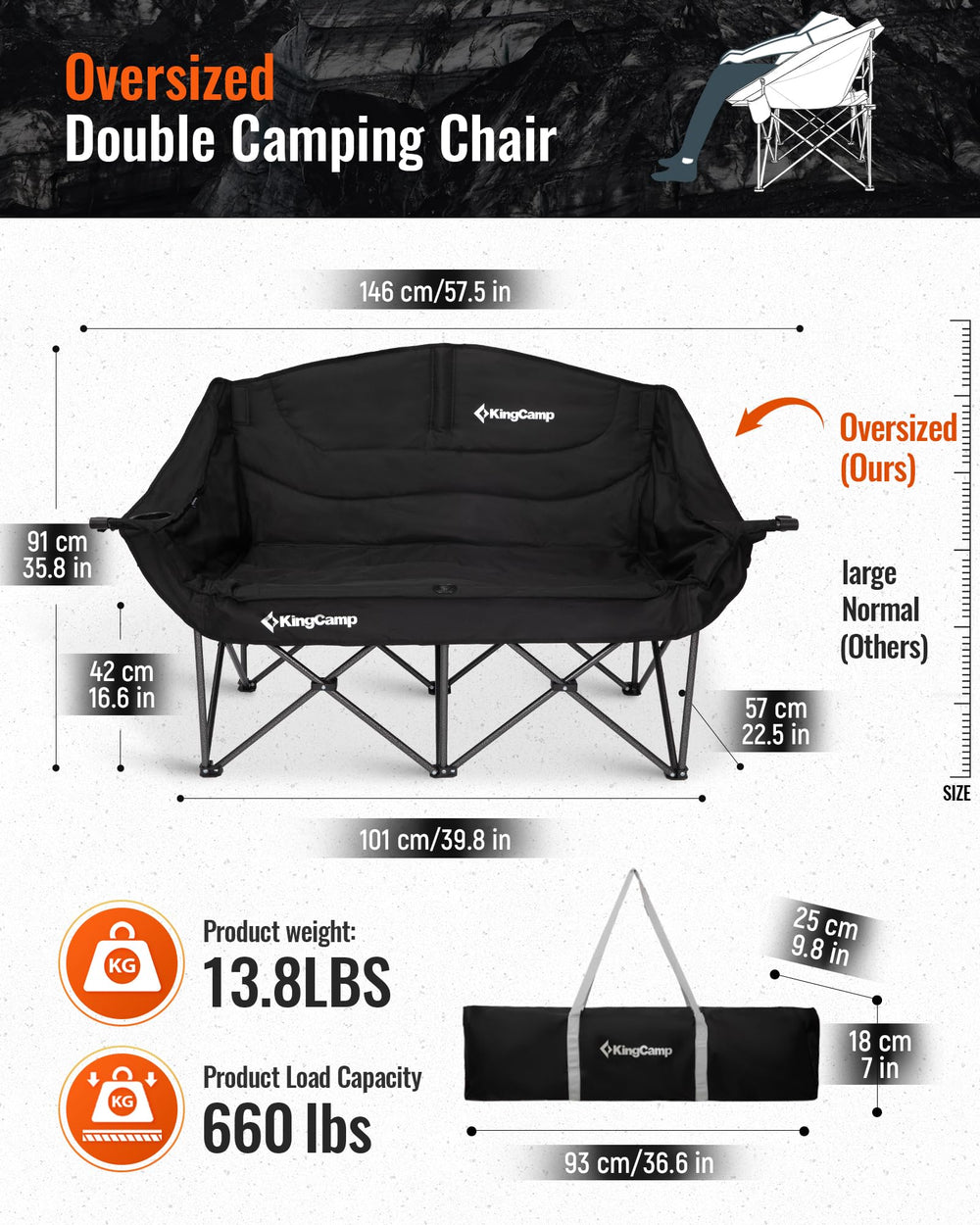 KingCamp double camping chair cup holders provide dual drinks outdoors