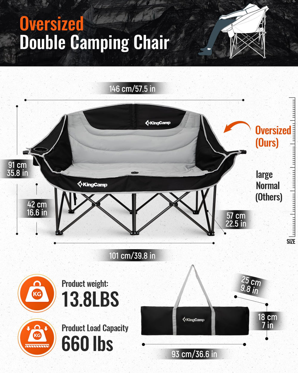 KingCamp chair shown folded compact for easy storage and transport.
