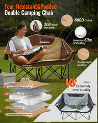 KingCamp double camping chair folded compact for easy transport in carry bag