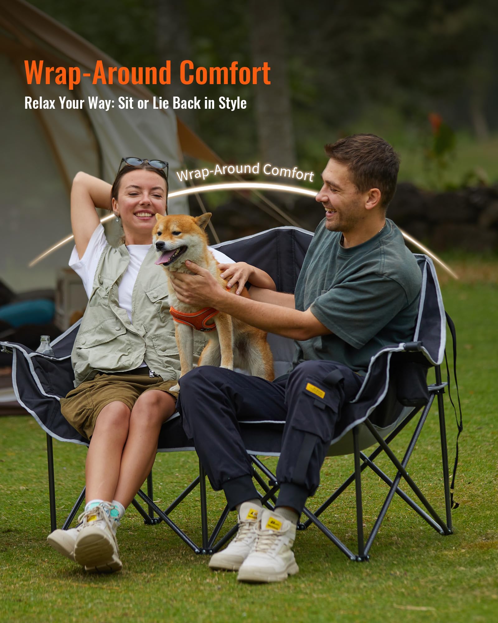 KingCamp chair demonstrates adaptability to grass, sand, or dirt surfaces for outdoors.