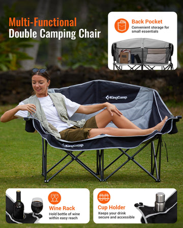 KingCamp chair reinforced steel frame provides strong support for long-lasting use.