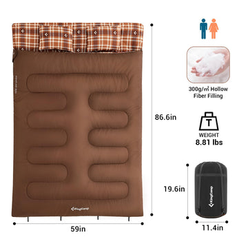 KingCamp double sleeping bag inner flannel closeup highlights soft cotton flannel for cozy sleep