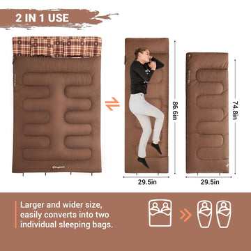 KingCamp double sleeping bag pillow pack features two included pillows for neck support