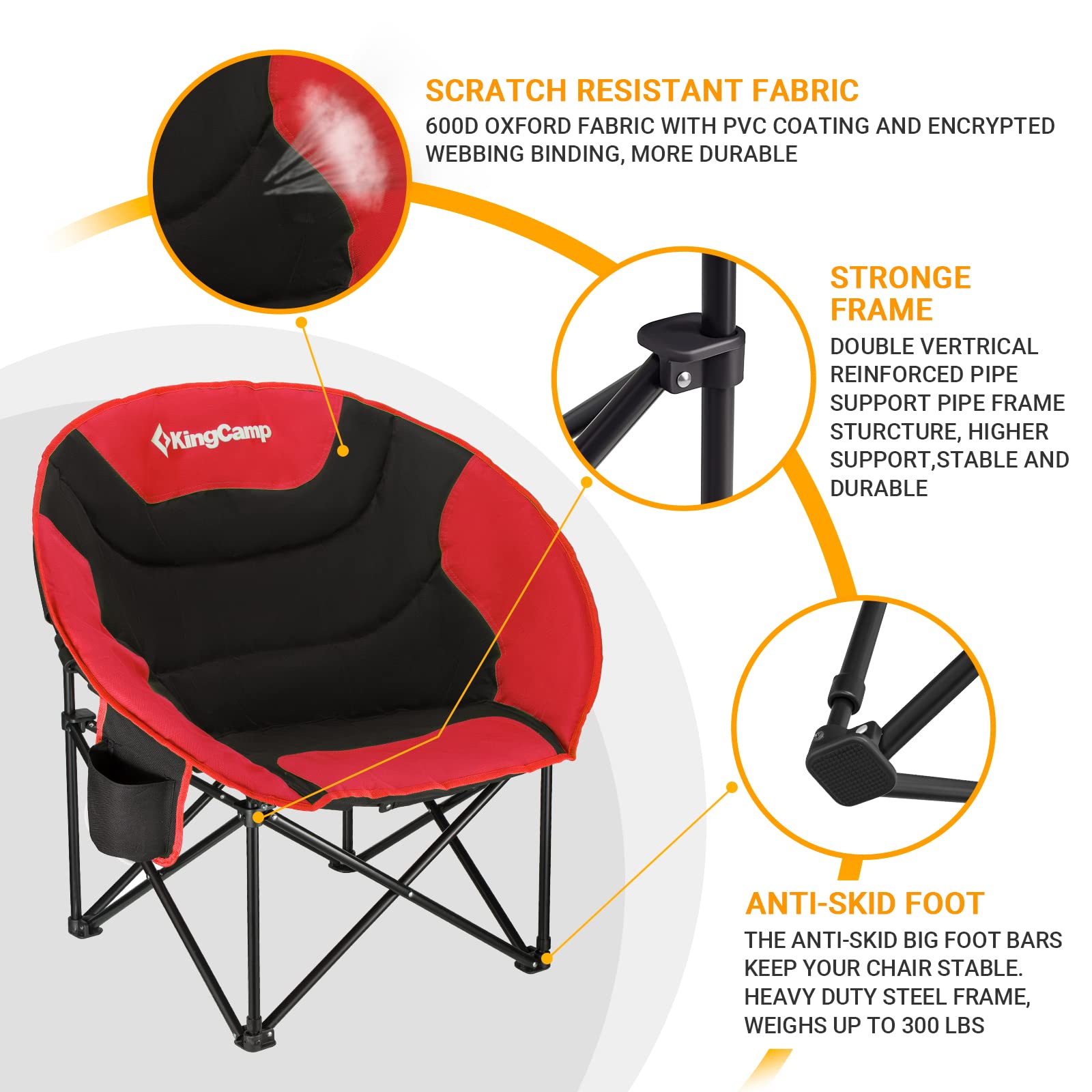 KingCamp uses durable 600D Oxford fabric for long-lasting comfort.
