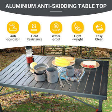 KingCamp durable aluminum table with anodized finish resists rust.