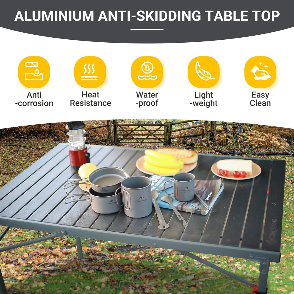 KingCamp durable aluminum table with anodized finish resists rust.