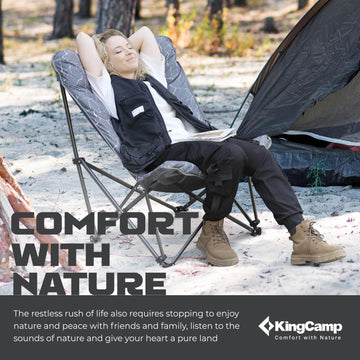 KingCamp butterfly chair demonstrates quick 10-second setup.